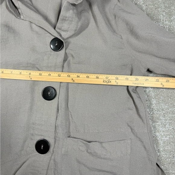 Moonlight Gray Button Down Boho 3/4 Sleeve Slouchy Lagenlook Top Size small USA - Picture 4 of 6
